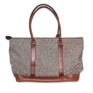 Stunning Vintage L.L. Bean Brown Tweed and Leather Tote